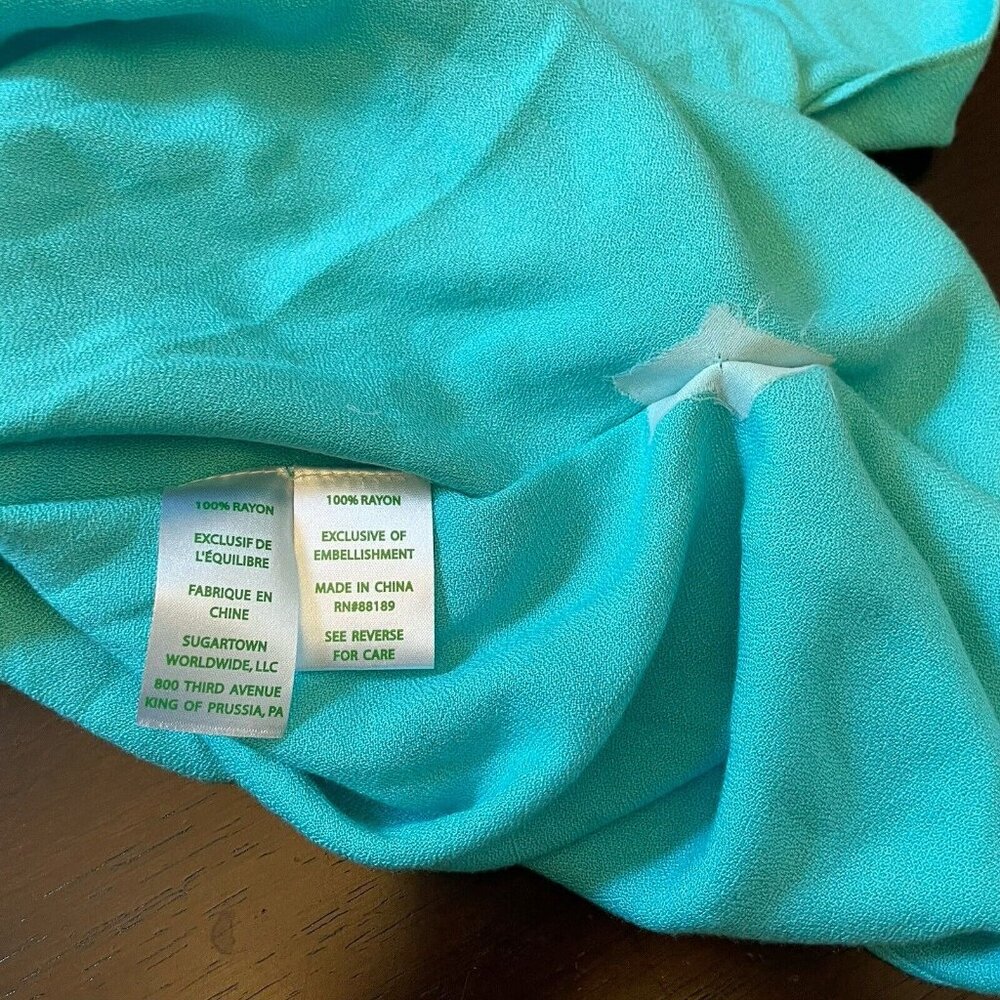 LILLY PULITZER Beaded Seaside Aqua Chai Caftan Swimsuit Coverup S/M - Picture 11 of 12